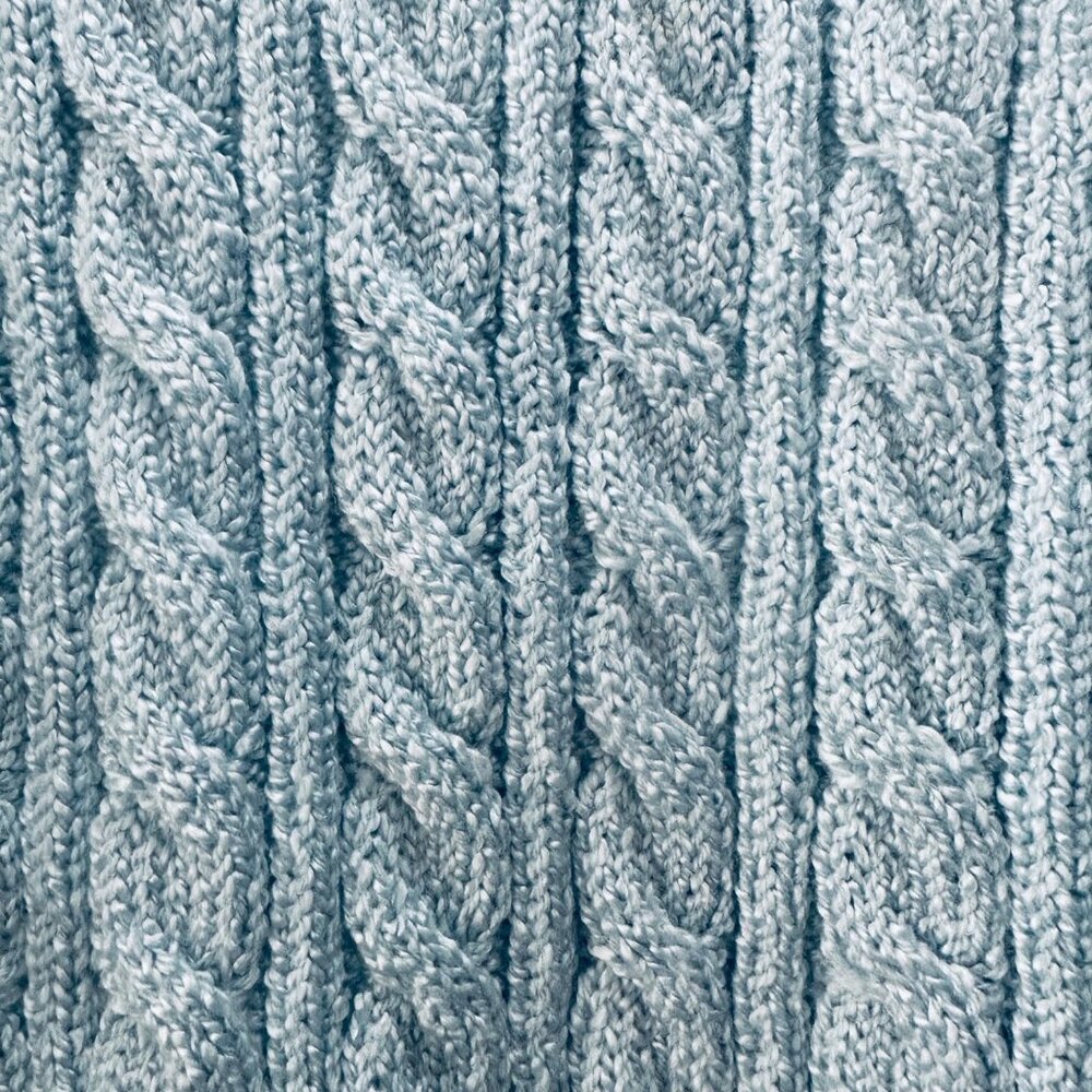 ✨Karen Scott Sz L Womens Cable-Knit Gramma chunky Sweater classic top Brightblue - Picture 5 of 6